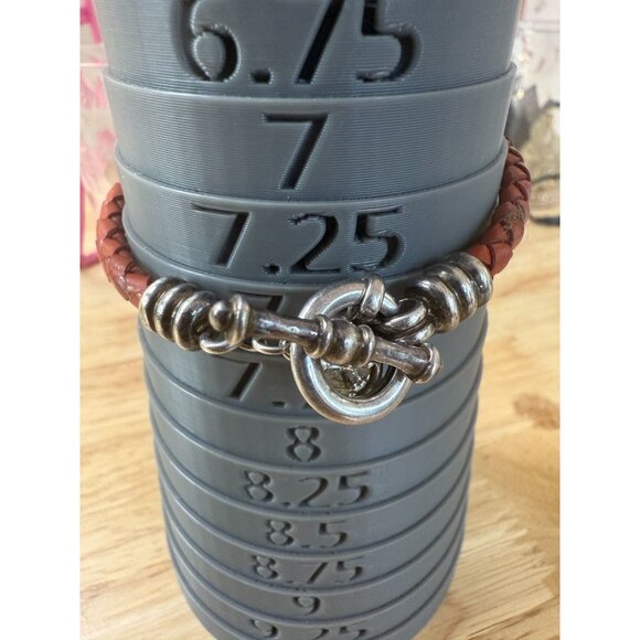 Braided Leather Bracelet With Sterling Silver Toggle Clasp & Crystal Charm - Picture 8 of 9